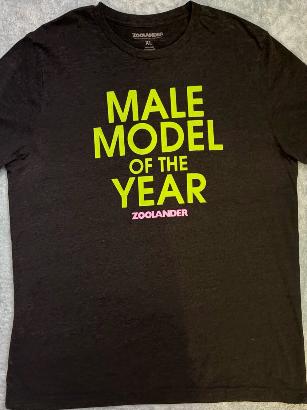 Zoolander 'Male Model of the Year' Graphic Y2K Movie Tee Black/Green XL (NWOT)